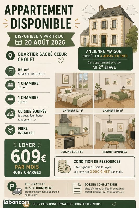 Appartement à louer, 56m², Cholet