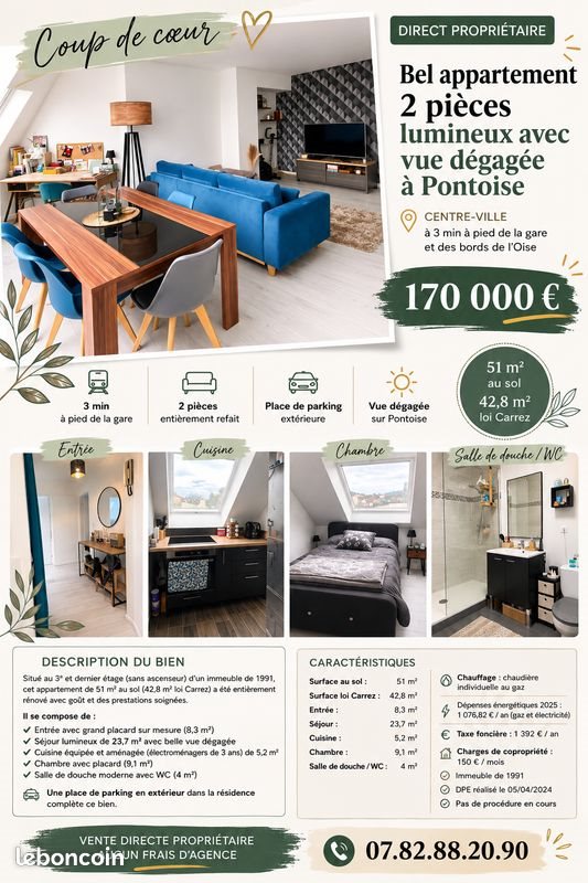 Appartement à vendre, 51m², Pontoise