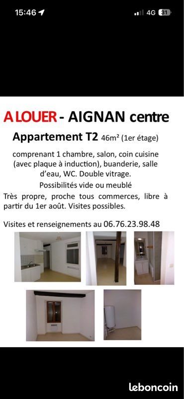 Appartement à louer, 46m², Aignan