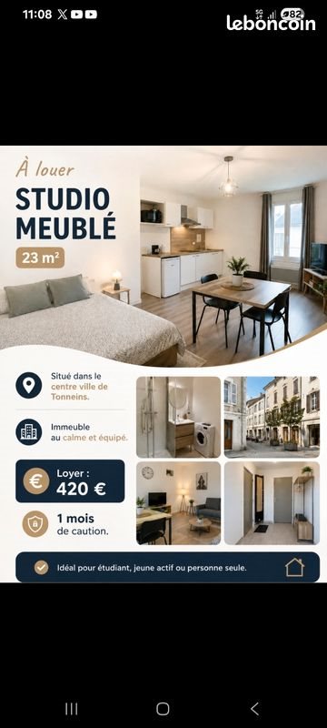 Appartement à louer, 23m², Tonneins