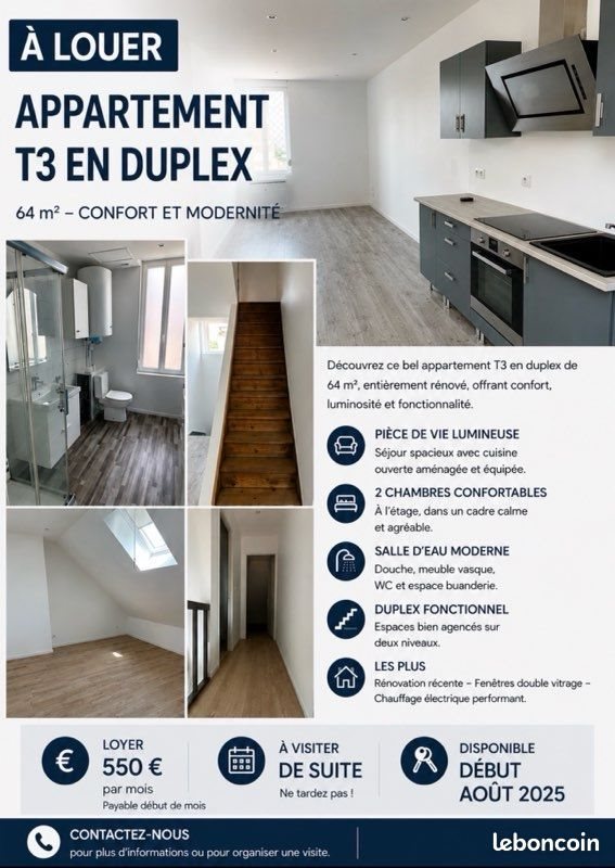 Appartement à louer, 64m², Saint-Quentin
