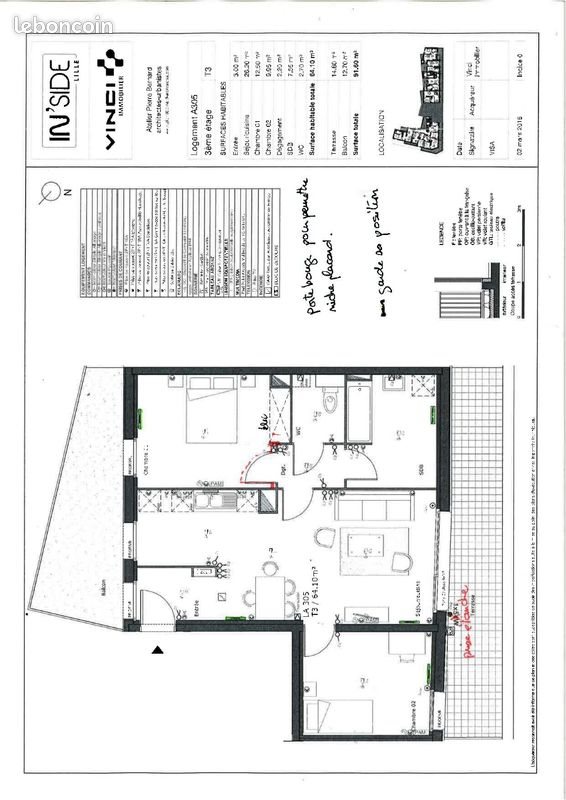 Appartement à louer, 64m², Lille