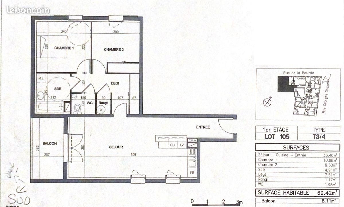 Appartement à louer, 69m², Tours