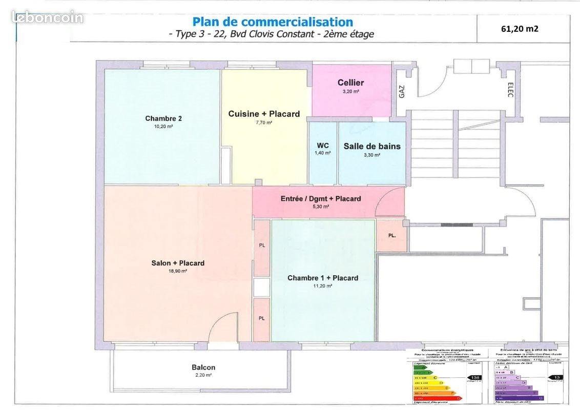 Appartement à vendre, 61m², Nantes