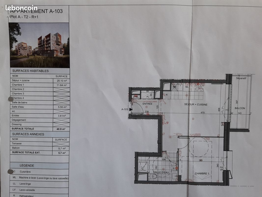 Appartement à louer, 40m², Massy