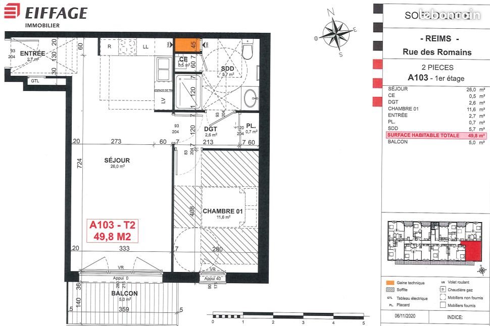 Appartement à louer, 49m², Reims