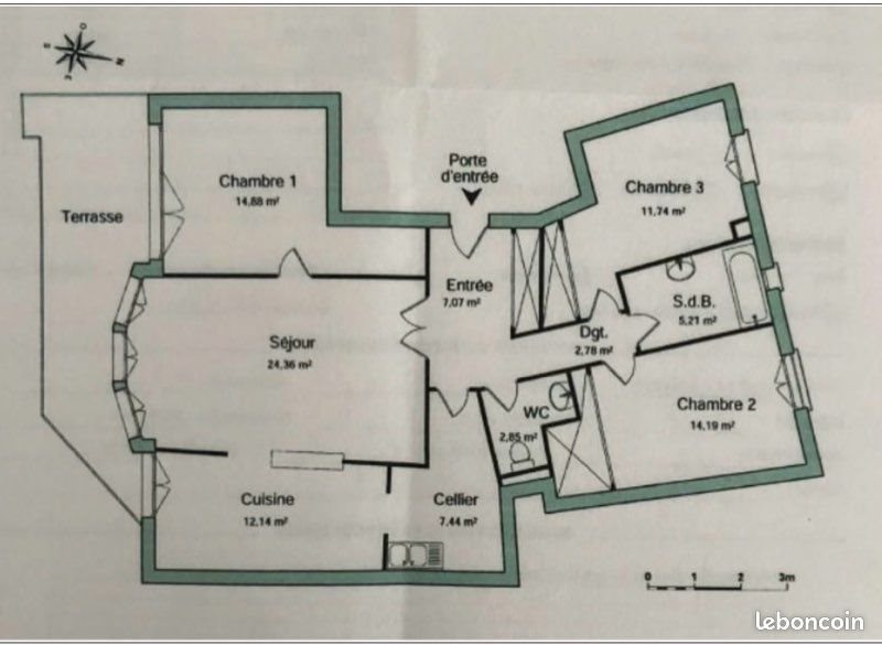 Appartement à louer, 101m², Pau