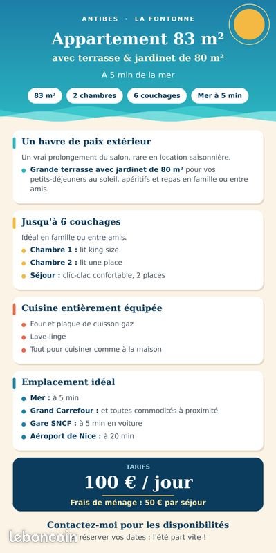 Appartement à louer, 83m², Antibes