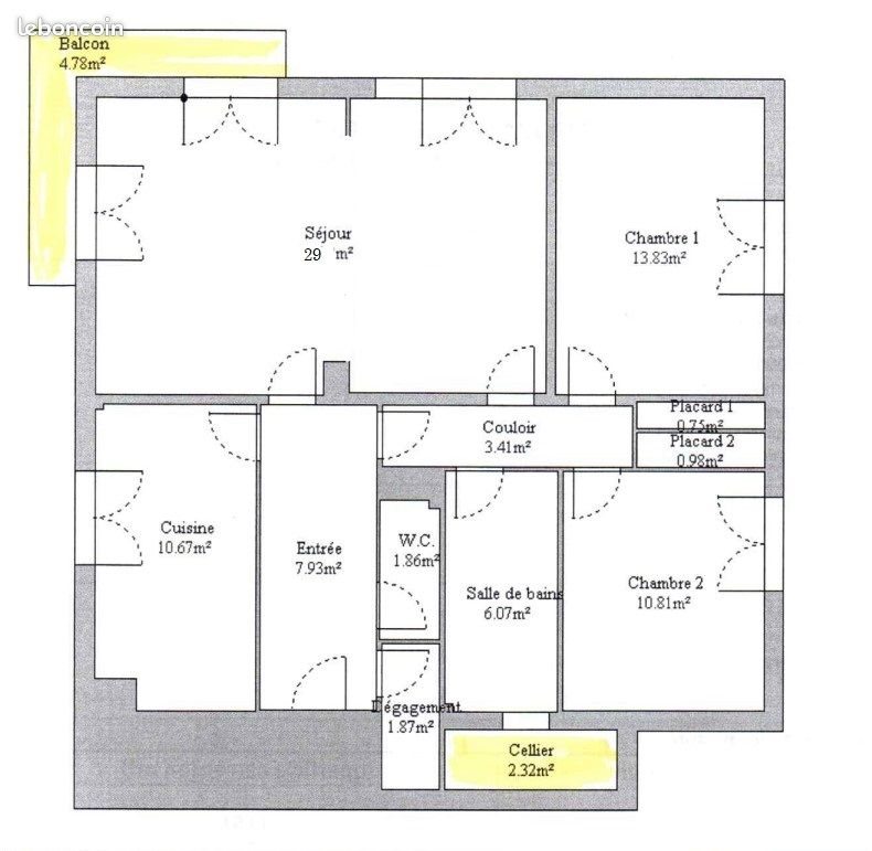 Appartement à louer, 87m², Moulins