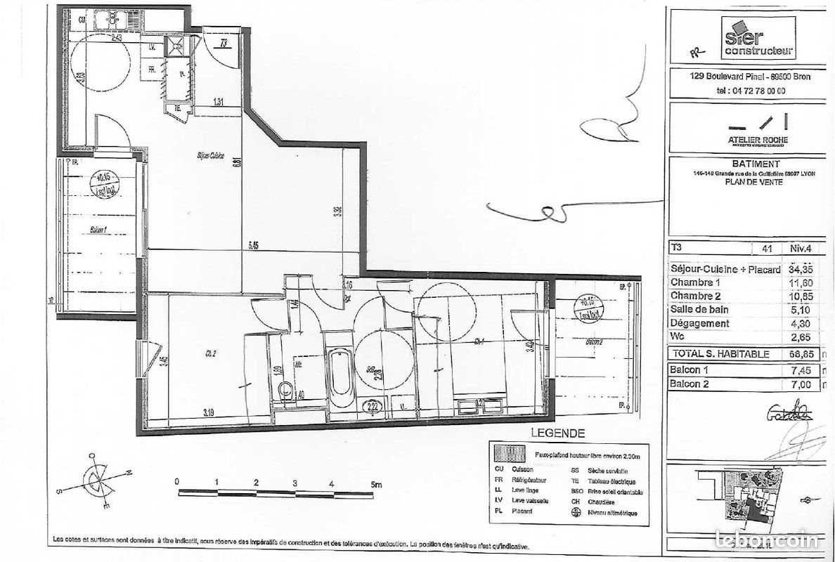 Appartement à vendre, 69m², Lyon 7ème