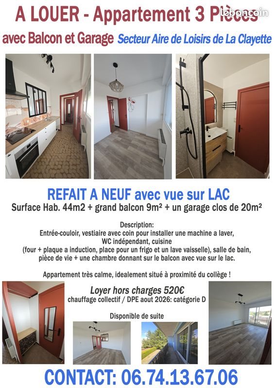 Appartement à louer, 44m², La Clayette