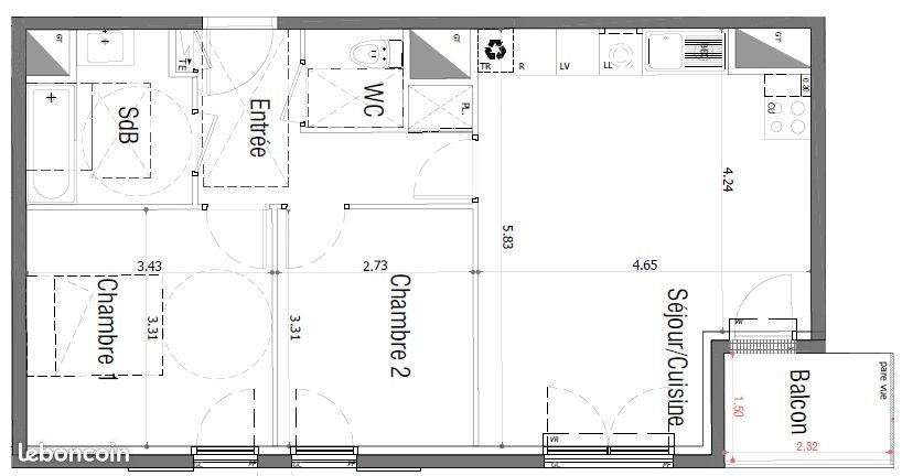 Appartement à louer, 58m², Sannois