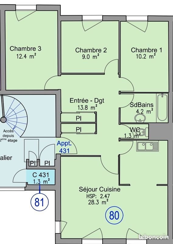 Appartement à louer, 80m², Issoire