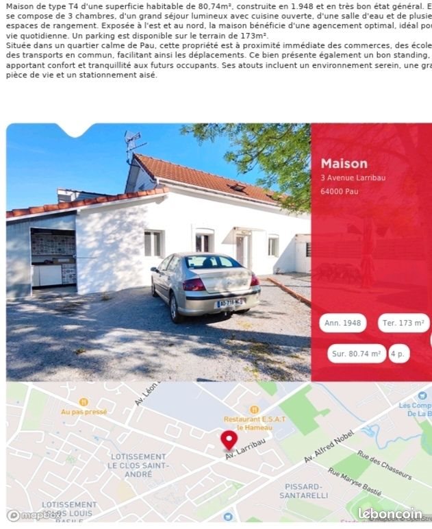 Maison à vendre, 80m², Pau