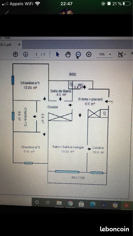 Appartement à louer, 83m², Angers