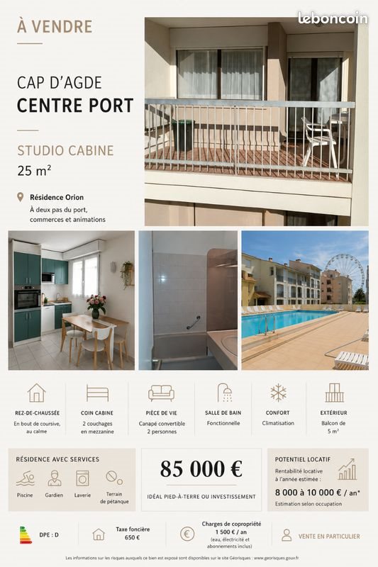 Appartement à vendre, 25m², Agde (Cap d'Agde)