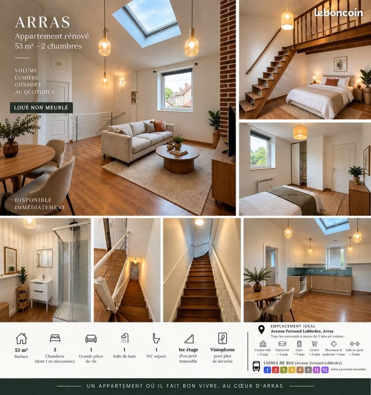 Appartement à louer, 53m², Arras