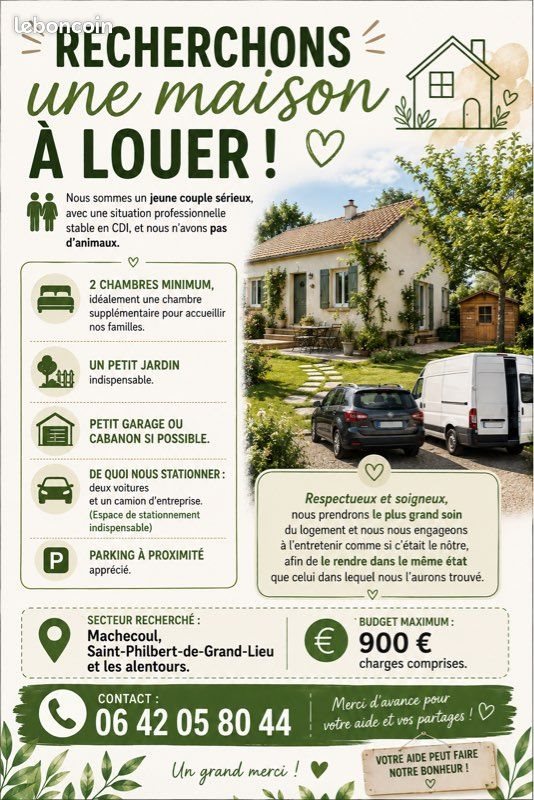 Maison à louer, 60m², Saint-Philbert-de-Grand-Lieu