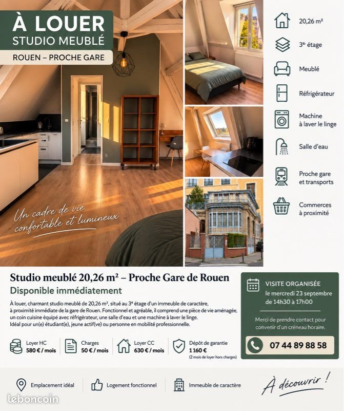 Appartement à louer, 20m², Rouen