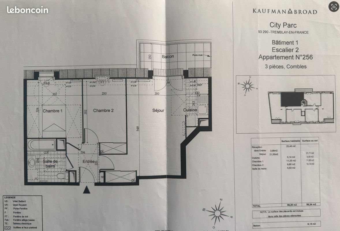 Appartement à louer, 56m², Tremblay-en-France