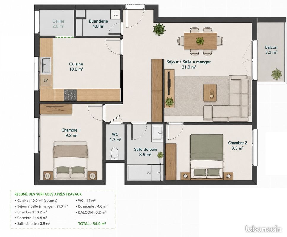Appartement à louer, 54m², Sorgues