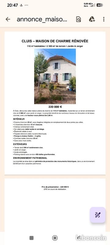 Maison à vendre, 110m², Cluis