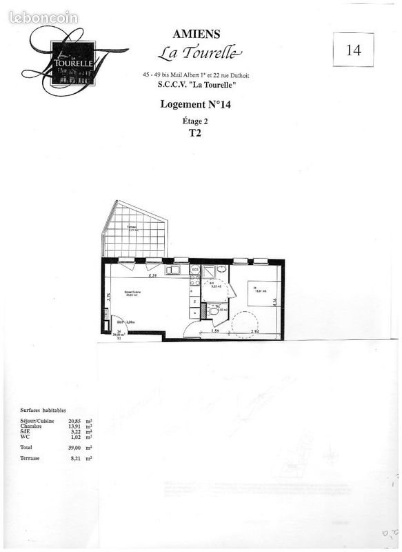 Appartement à vendre, 39m², Amiens