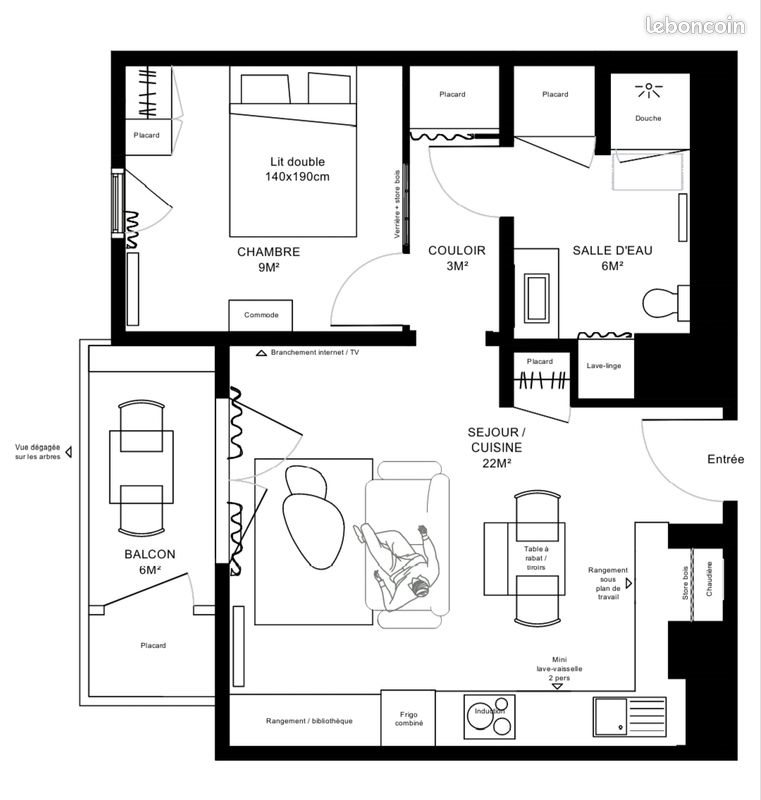 Appartement à louer, 40m², Bègles