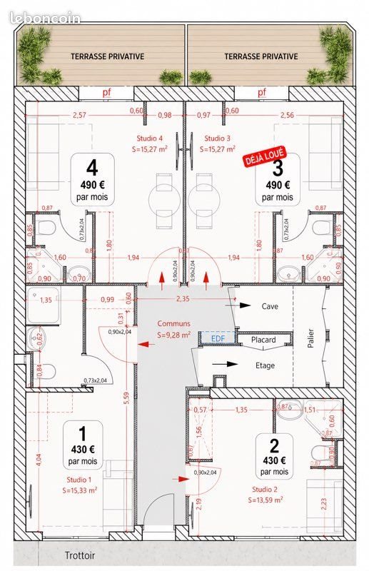 Appartement à louer, 15m², Valence