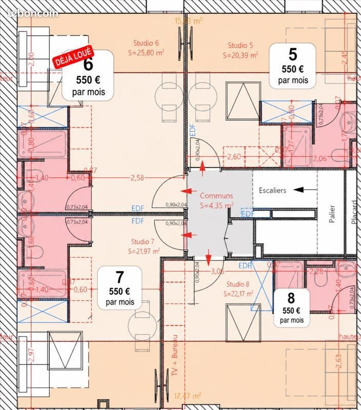 Appartement à louer, 15m², Valence