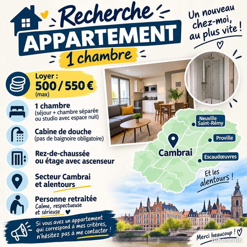Appartement à louer, 45m², Cambrai