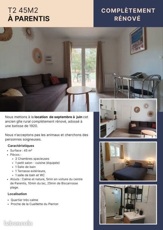 Maison à louer, 45m², Parentis-en-Born