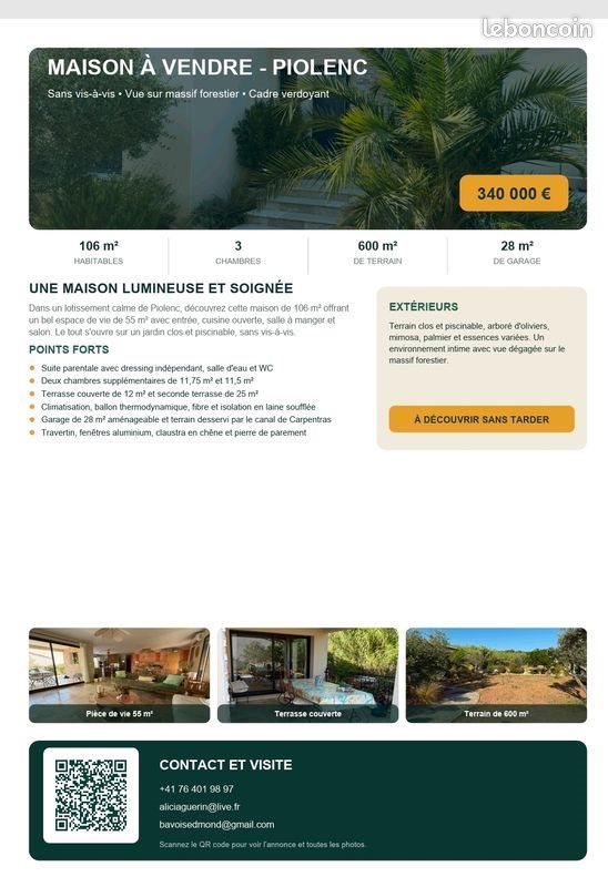 Maison à vendre, 106m², Piolenc