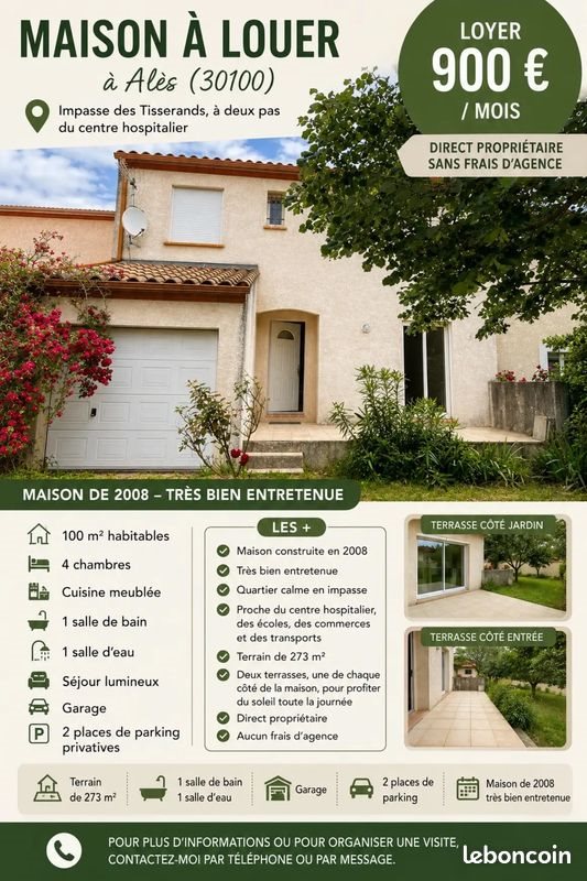 Maison à louer, 98m², Alès