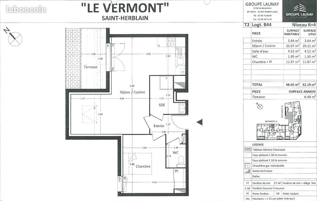 Appartement à louer, 48m², Saint-Herblain