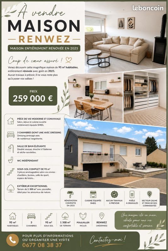 Maison à vendre, 95m², Renwez