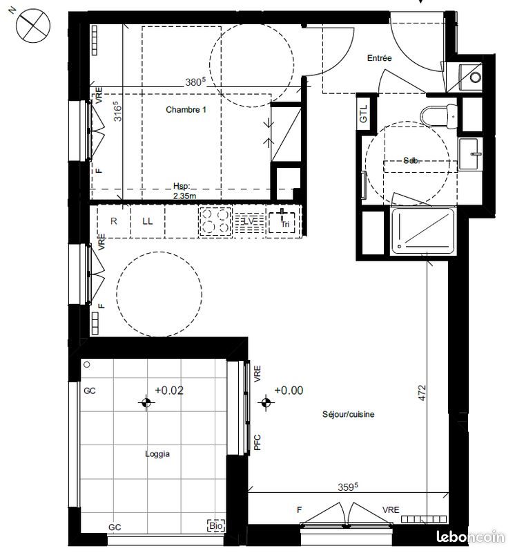 Appartement à louer, 47m², Saint-Jacques-de-la-Lande