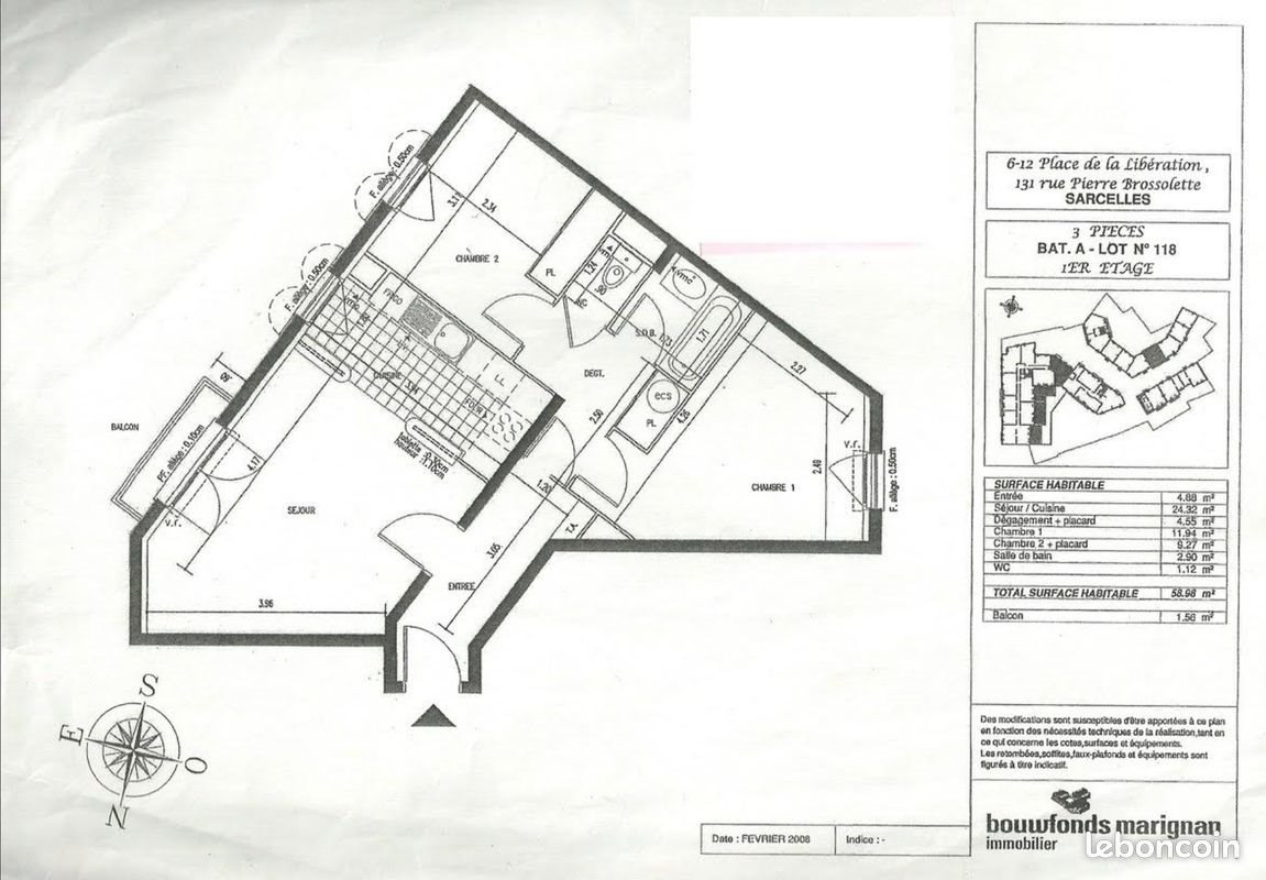 Appartement à vendre, 58m², Sarcelles