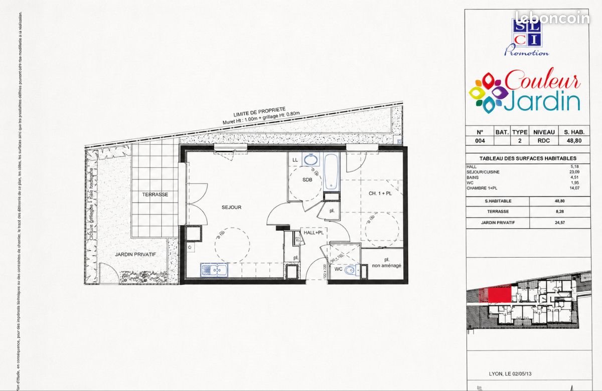 Appartement à vendre, 49m², Bron