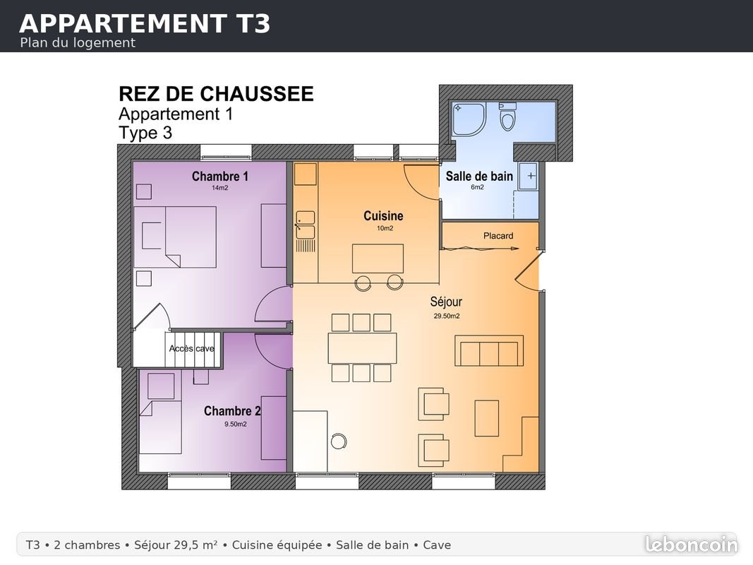 Appartement à louer, 66m², Lens