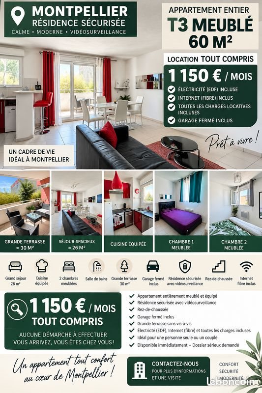 Appartement à louer, 60m², Montpellier