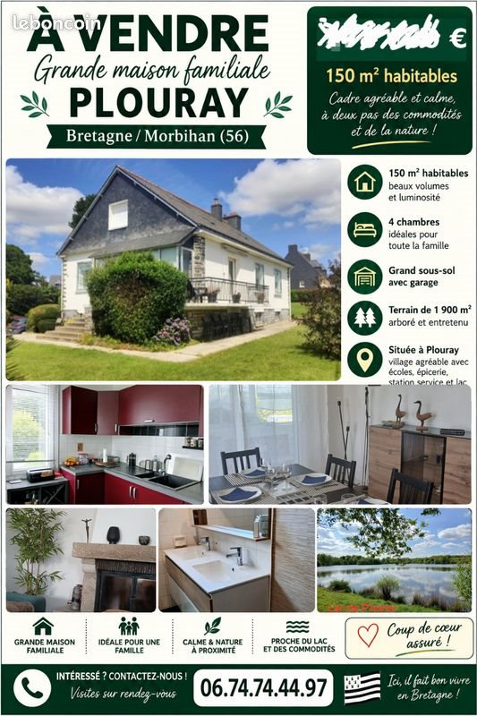 Maison à vendre, 130m², Plouray