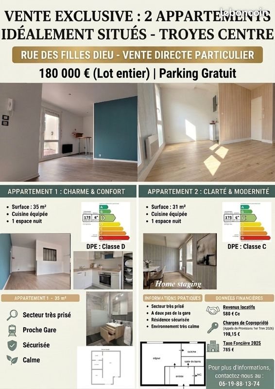 Appartement à vendre, 65m², Troyes