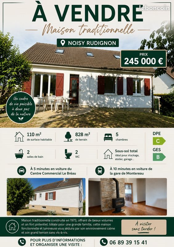 Maison à vendre, 110m², Noisy-Rudignon