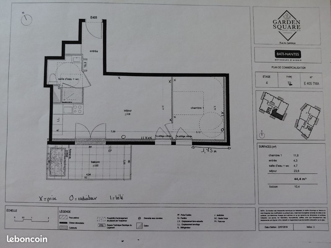 Appartement à louer, 44m², Saint-Herblain