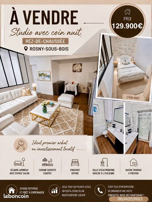 Appartement à vendre, 28m², Rosny-sous-Bois