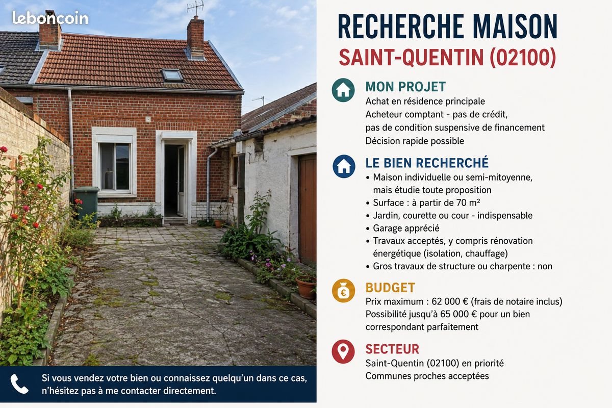 Maison à vendre, 70m², Saint-Quentin
