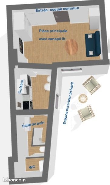 Appartement à louer, 24m², Rochefort