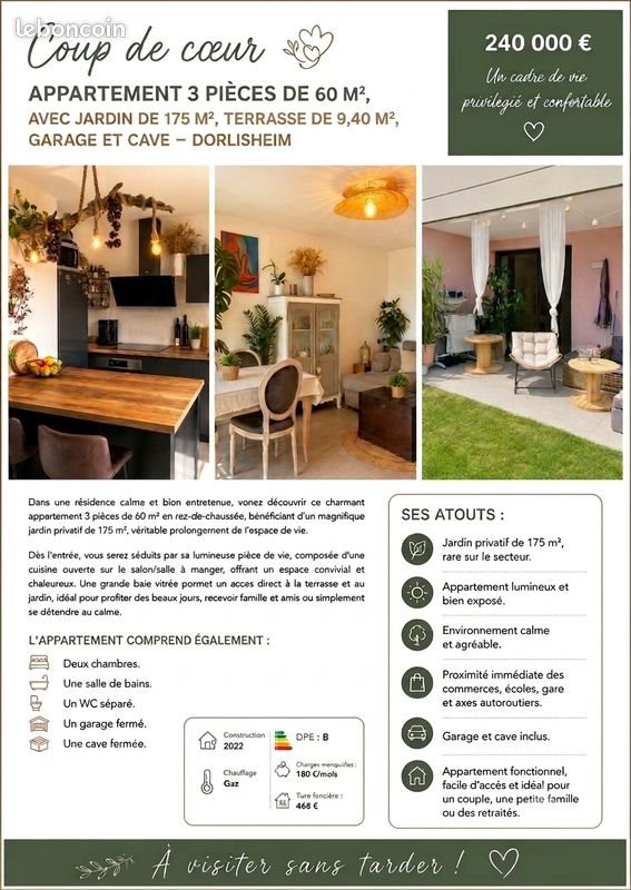Appartement à vendre, 60m², Dorlisheim