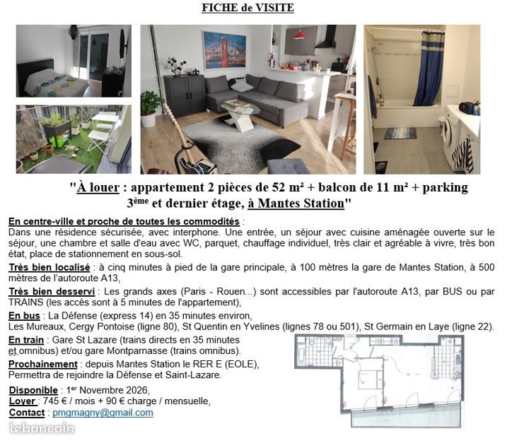 Appartement à louer, 52m², Mantes-la-Jolie